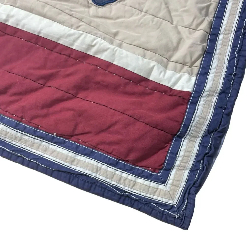 Pottery Barn Kids Quilted Boys Club Red & Tan Pillow Sham - Standard - Back Ties
